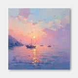 Modern Highest Quality Oil Painting Large Sunset At Sea Wall Art Abstract Texture Acrylic Painting For Living room