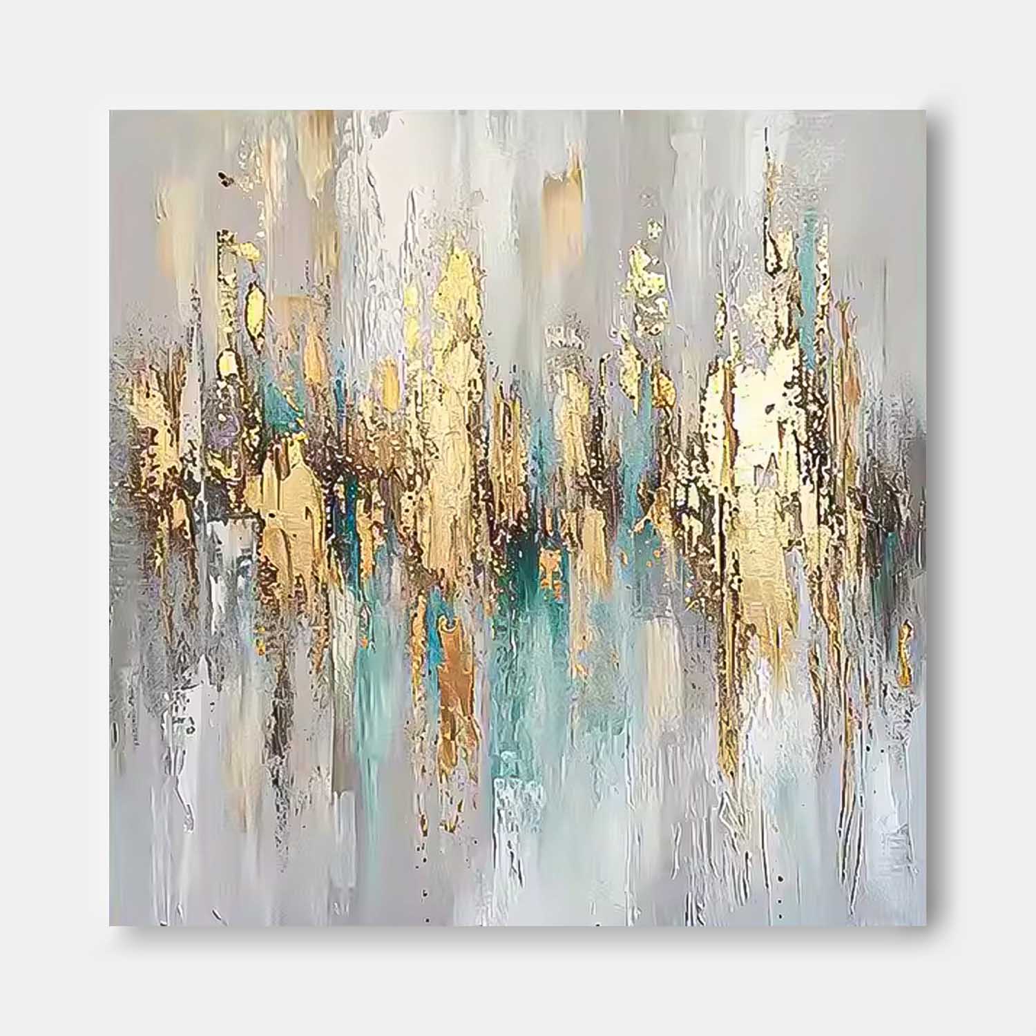 Square Texture Abstract Gold Acrylic Painting On Canvas Contemporary Popular Oil Painting Wall Art