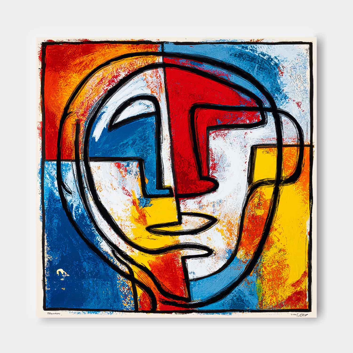 Large Graffiti Face Wall Art Abstract Portrait Oil Painting On Canvas Original Colorful Face Painting