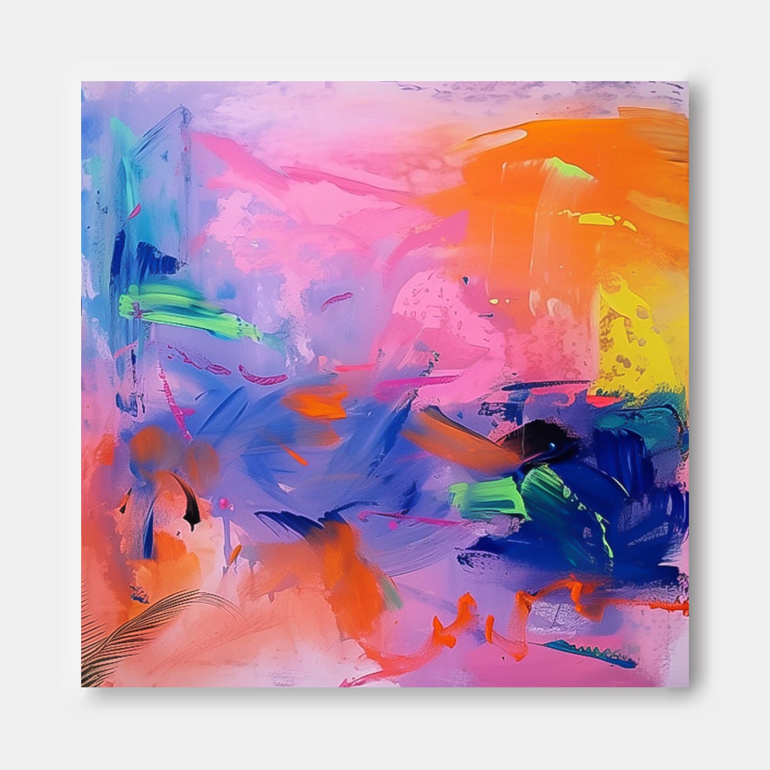 Vibrant Abstract Painting Colorful Wall Art Modern Expressive Brushstroke Oil Painting Original Artwork