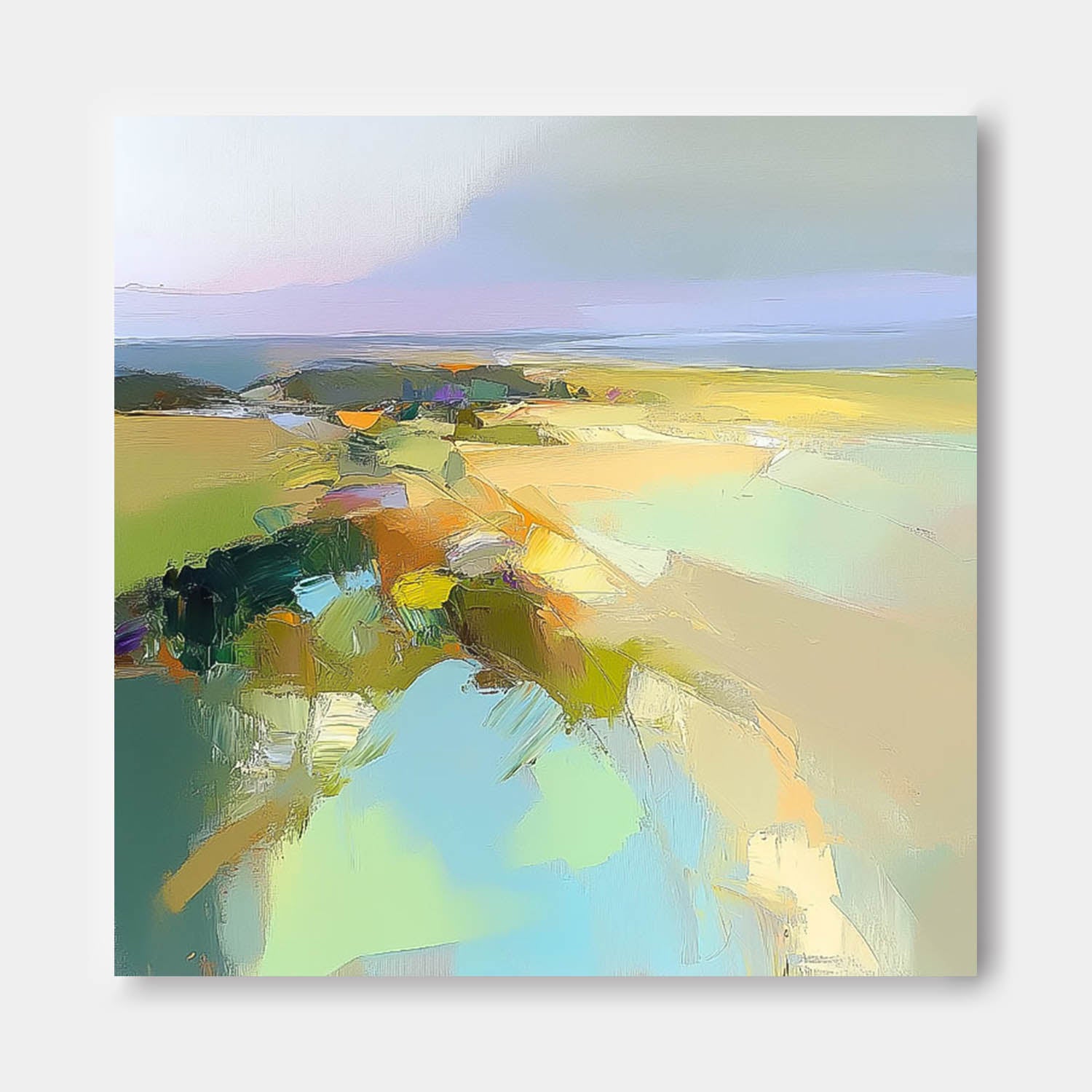 Abstract Texture Canvas Wall Art Abstract Landscape Scraper painting Large Modern Green Minimalist Painting