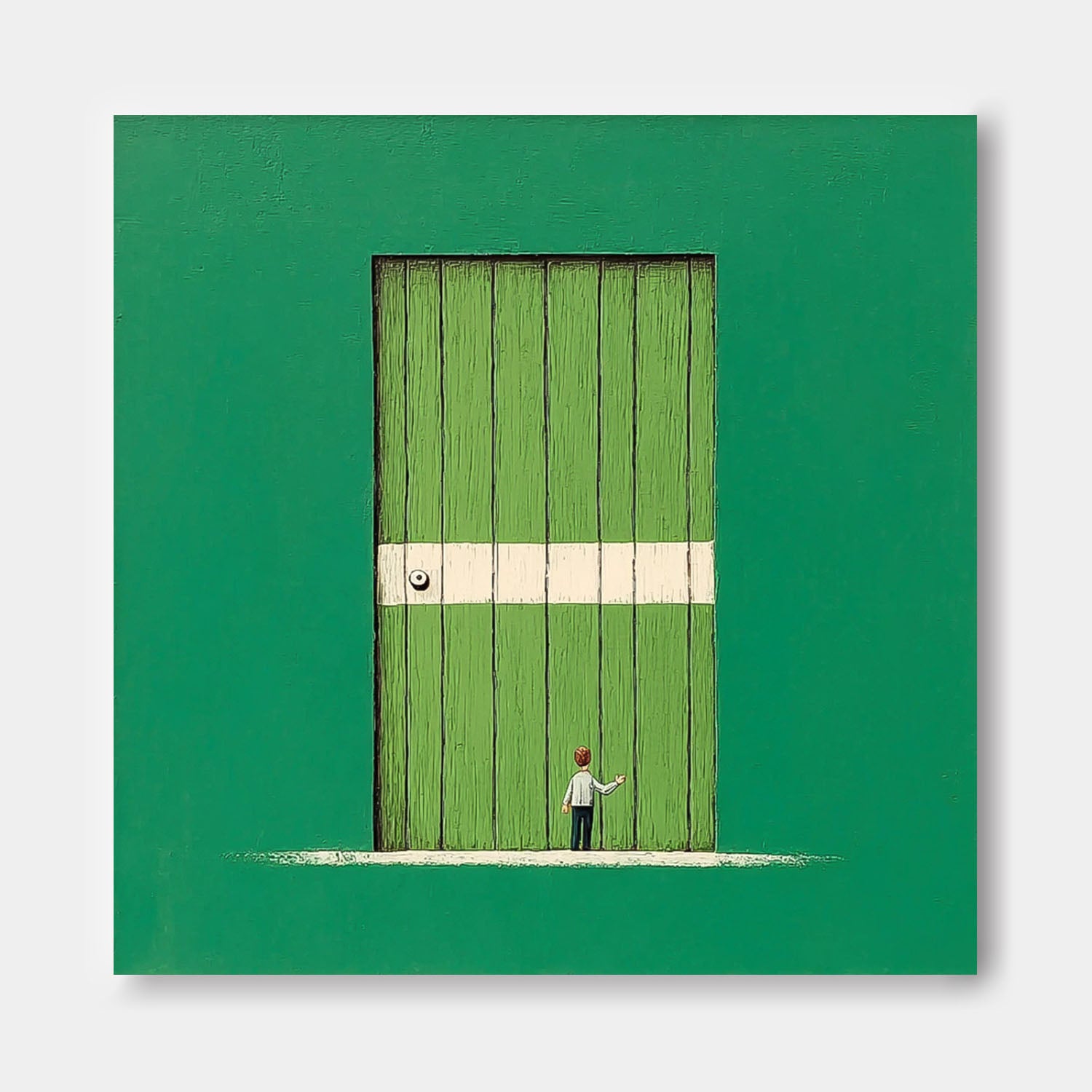 Large Architectural Door Painting Framed Abstract Acrylic painting Original Green Doorway Wall Art
