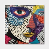 Square Colorful Abstract Wall Art Original Graffiti Face Painting Canvas Large Artwork For Living Room