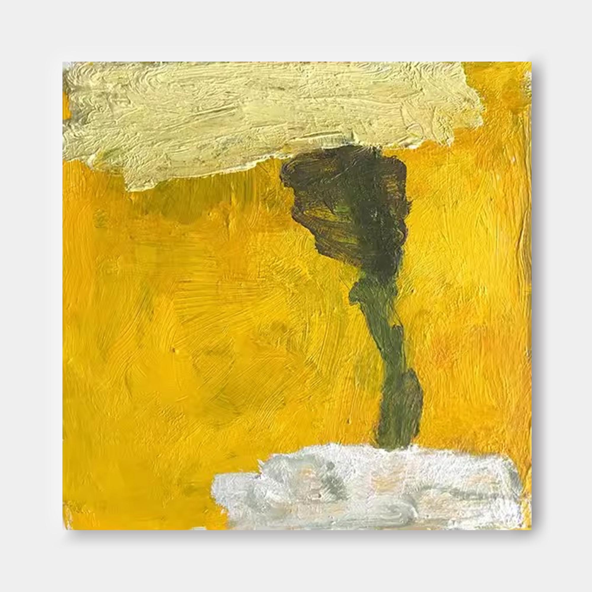 Square Yellow Original Abstract minimalist Oil Painting Abstract Acrylic Painting Large Wall Art Modern Art For Living Room