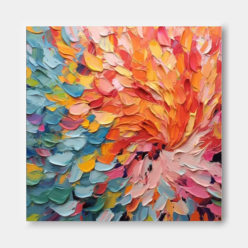 Original Texture Large Colorful Acrylic Painting Canvas Vibrant Colorful  Abstract Flowers Oil Painting Modern Wall Art