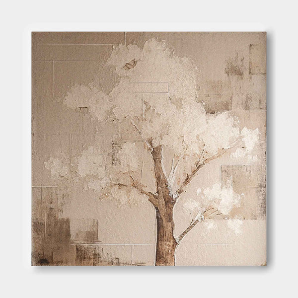 Abstract Tree Wall Art Original Cute Vintage Oil Painting On Canvas Square Acrylic Painting Home Decor