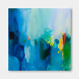 Oversize Blue Abstract Acrylic Painting Acrylic Abstract Impression Painting Large Framed Wall Art