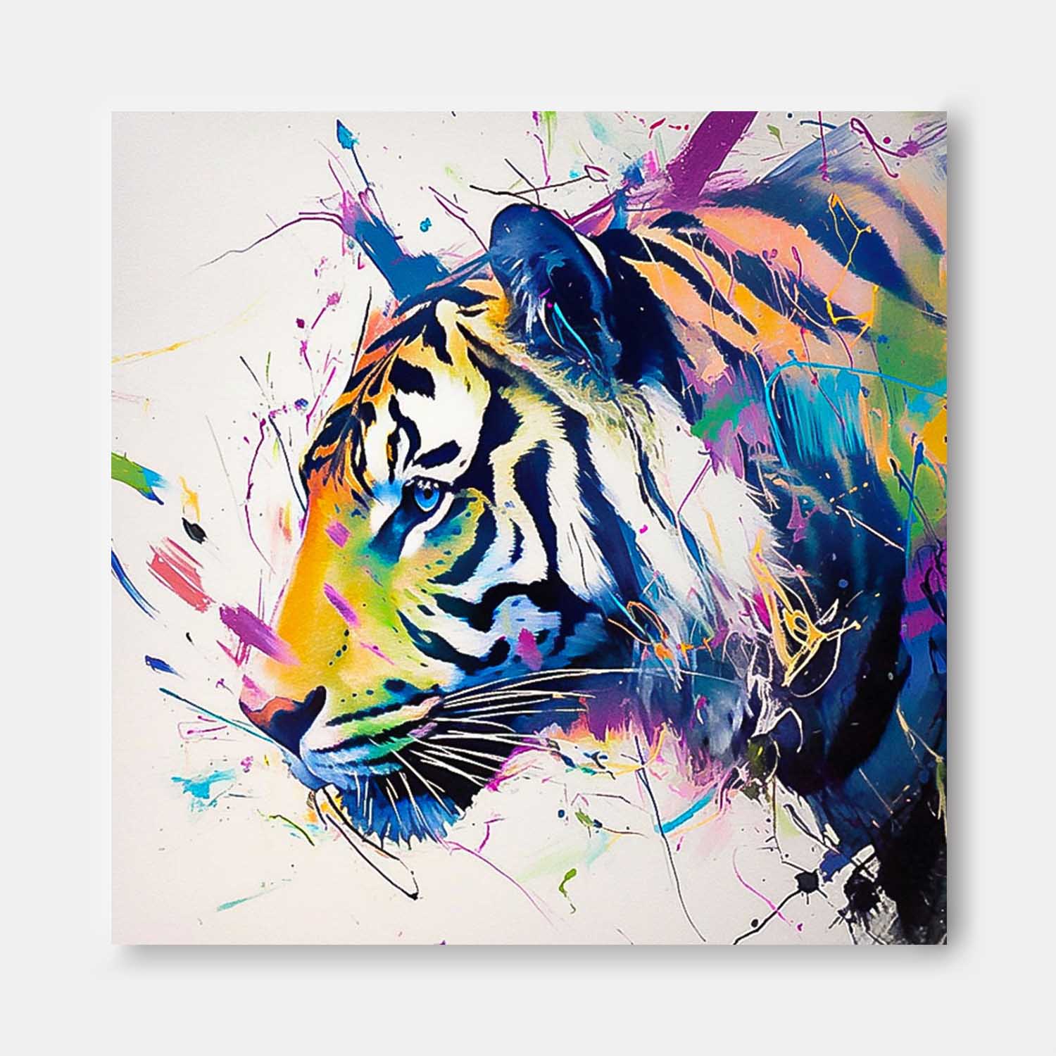 Original Lovely Tiger Wall Art Large Colorful Animal Artwork Square Tiger Oil Painting Canvas Home Decor