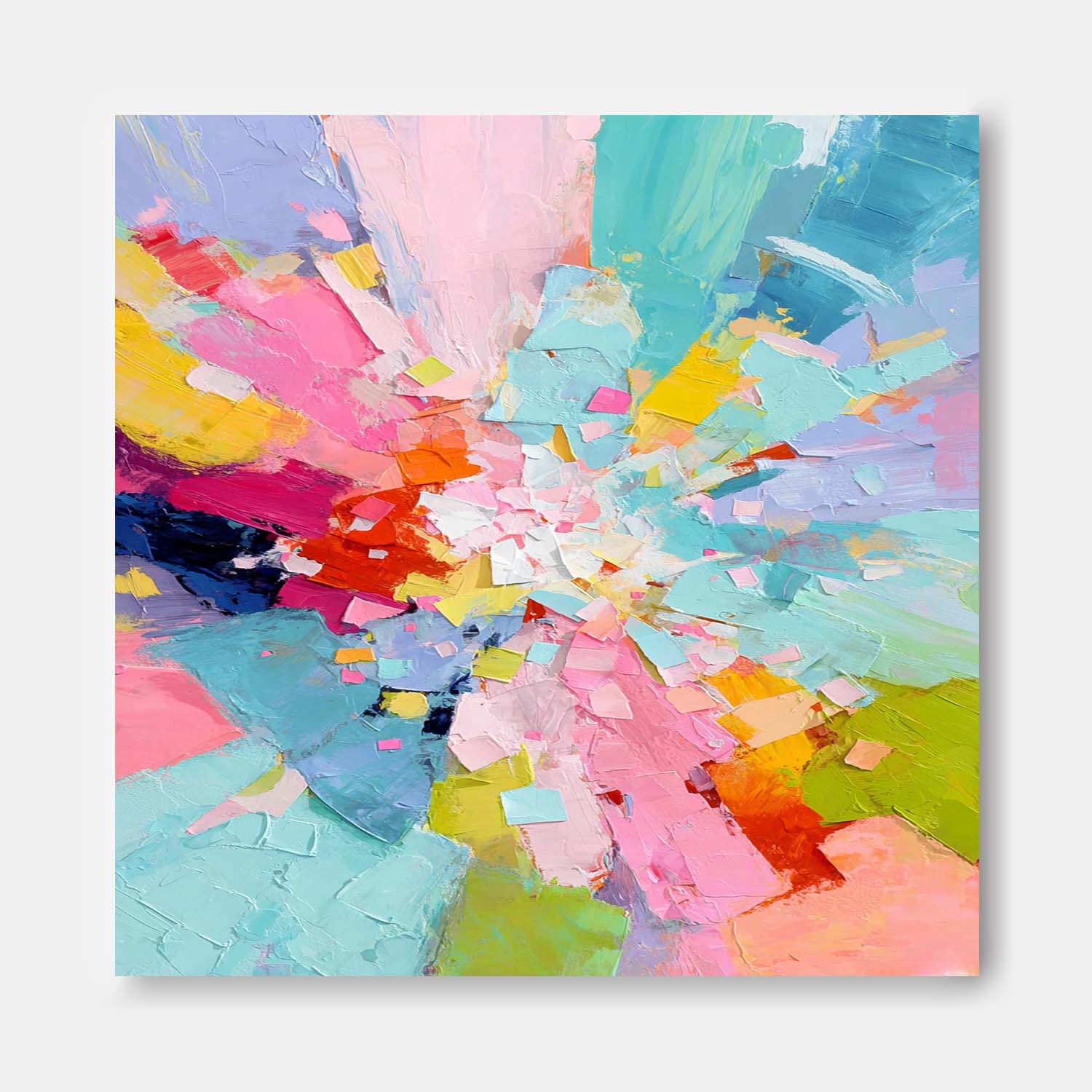 Square Vibrant Colorful Abstract Oil Painting Canvas Wall Art Modern Geometric Style Texture Home Decor