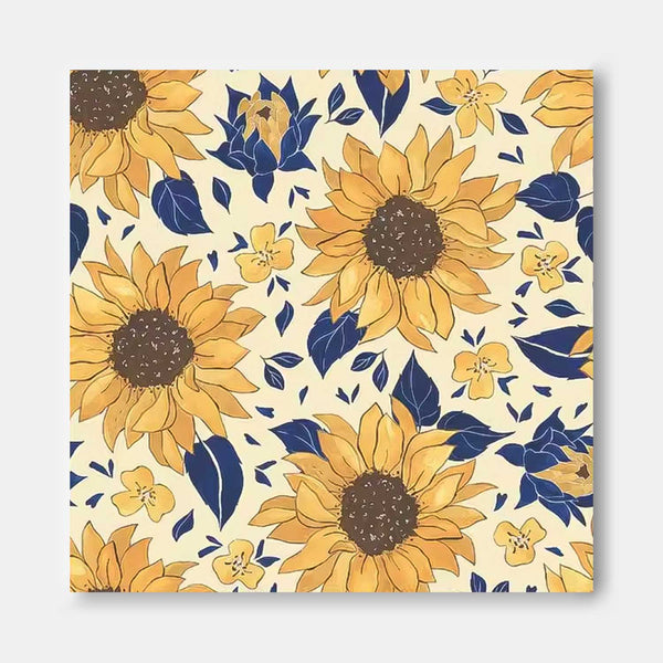 Large Abstract Sunflower Flowers Paintings Square Contemporary Flower Paintings Wall Art Yellow Artwork