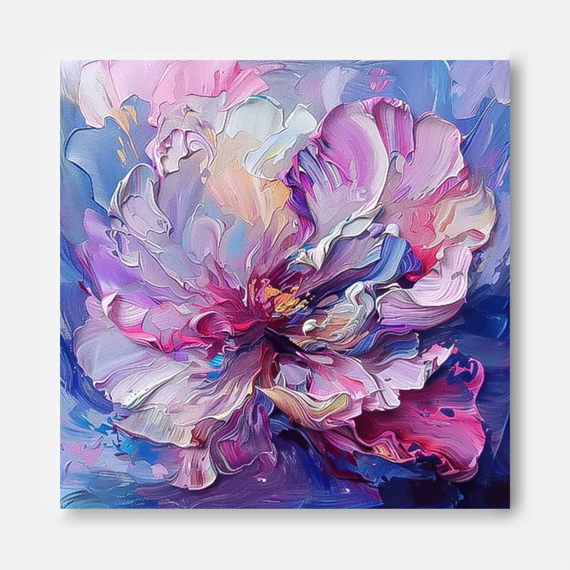 Purple Floral Acrylic Painting Cute Flowers Oil Painting On Canvas Contemporary Bohemian Decor Art For Sale