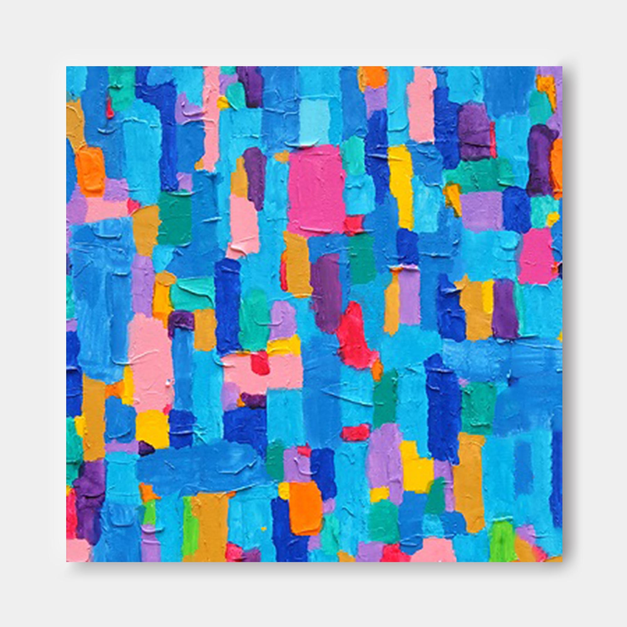 Colorful Modern Wall Art Large Abstract Oil Painting On Canvas Original Blue Acrylic Painting For Living Room