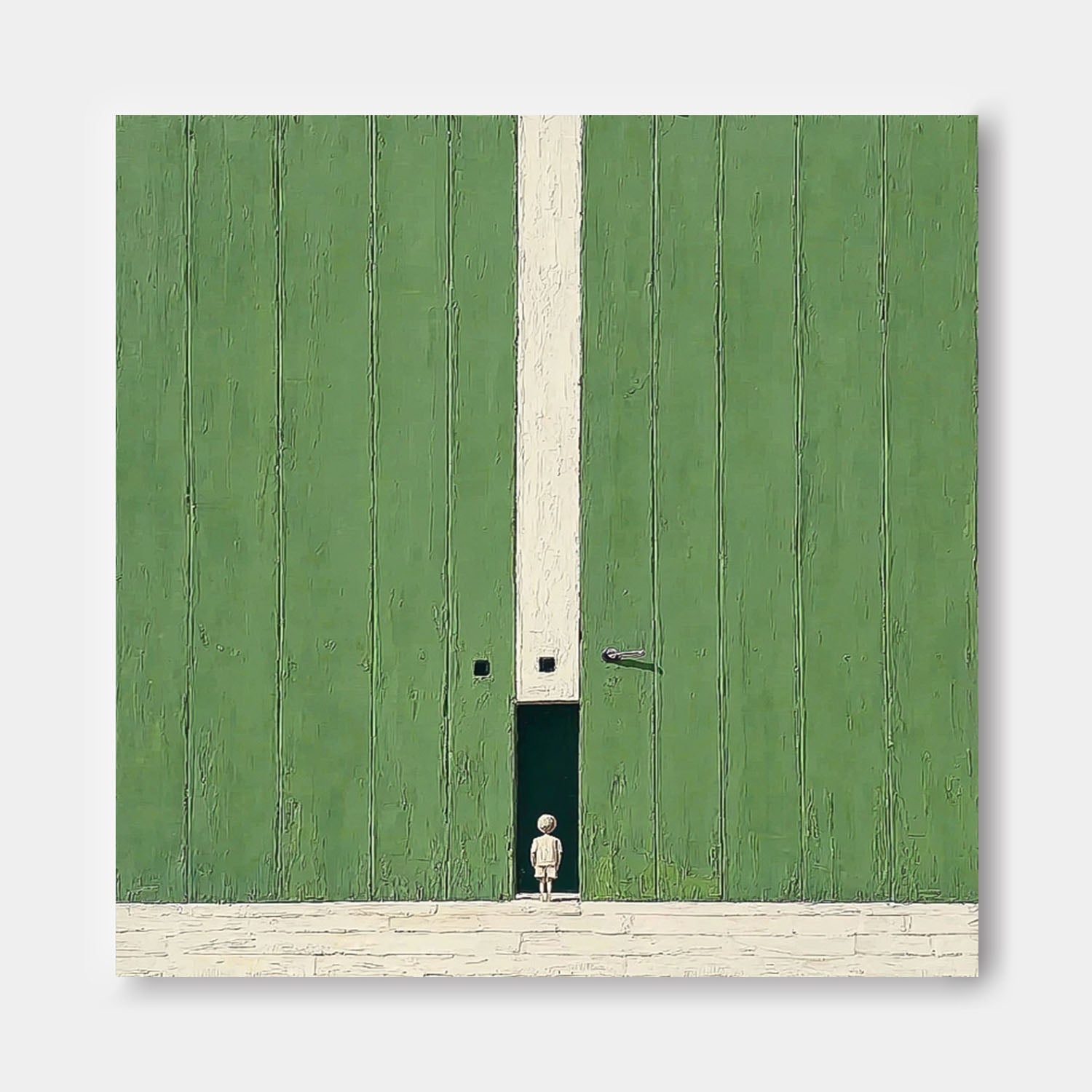 Abstract Acrylic painting Original Green Doorway Wall Art Large Architectural Door Painting Framed