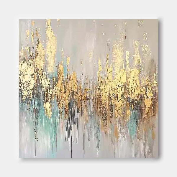 Contemporary Popular Oil Painting Square Texture Abstract Gold Acrylic Painting On Canvas Wall Art