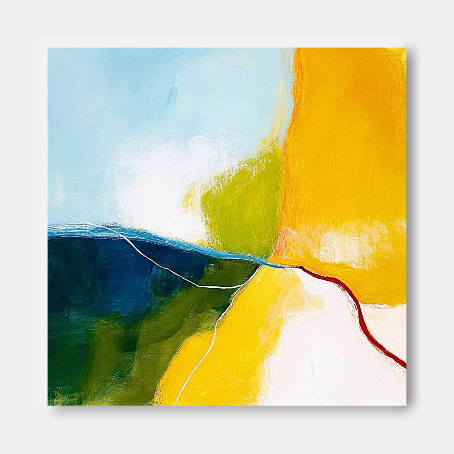 Bright Yellow Large Wall Art Original Minimalist Artwork Abstract Oil Painting For Living Room