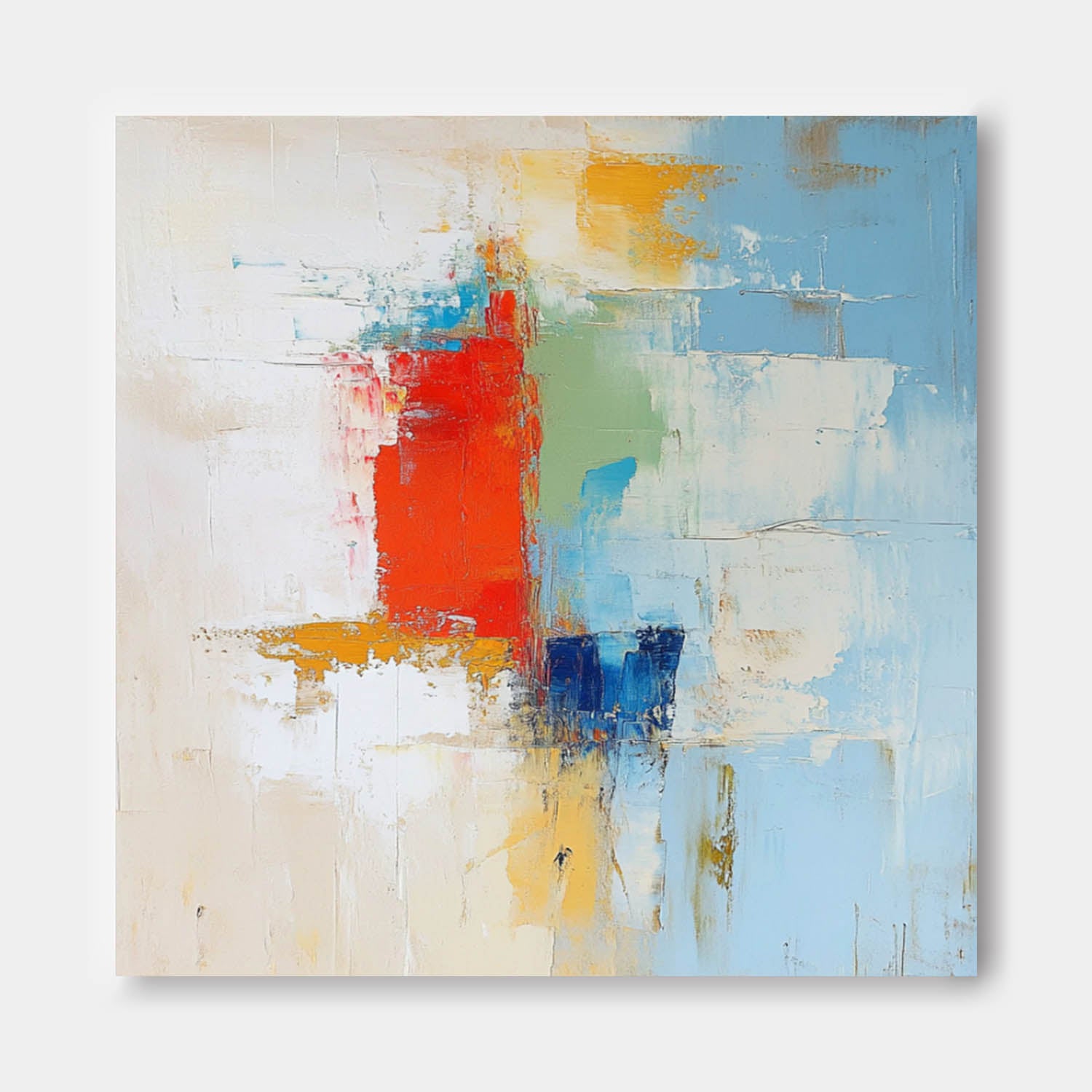 Color Large Square Texture Abstract Wall Art Framed Modern Abstract Oil  Painting Canvas Home Decorations