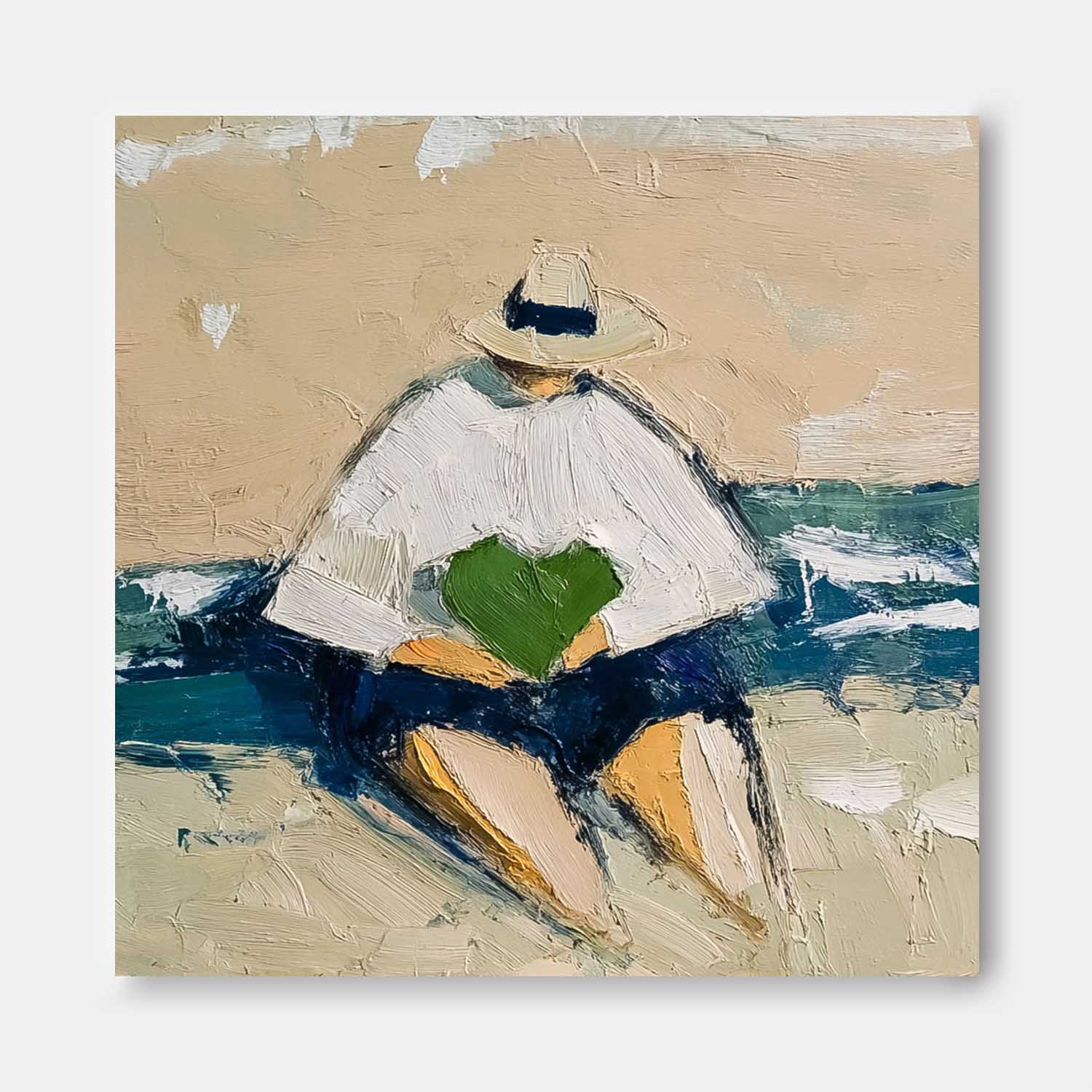 Abstract Lovely Human Oil Painting Canvas Beach Boy Acrylic Painting Original Portrait Wall Art Home Decor