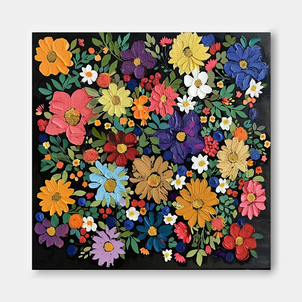 Various Floral Acrylic Painting Cute Colorful Flowers Oil Painting On Canvas Contemporary Decor Art For Sale