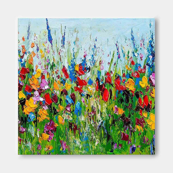 Colorful Original Flower Wall Art Large Textured Floral Acrylic Painting Modern Floral Oil Painting On Canvas For Living Room