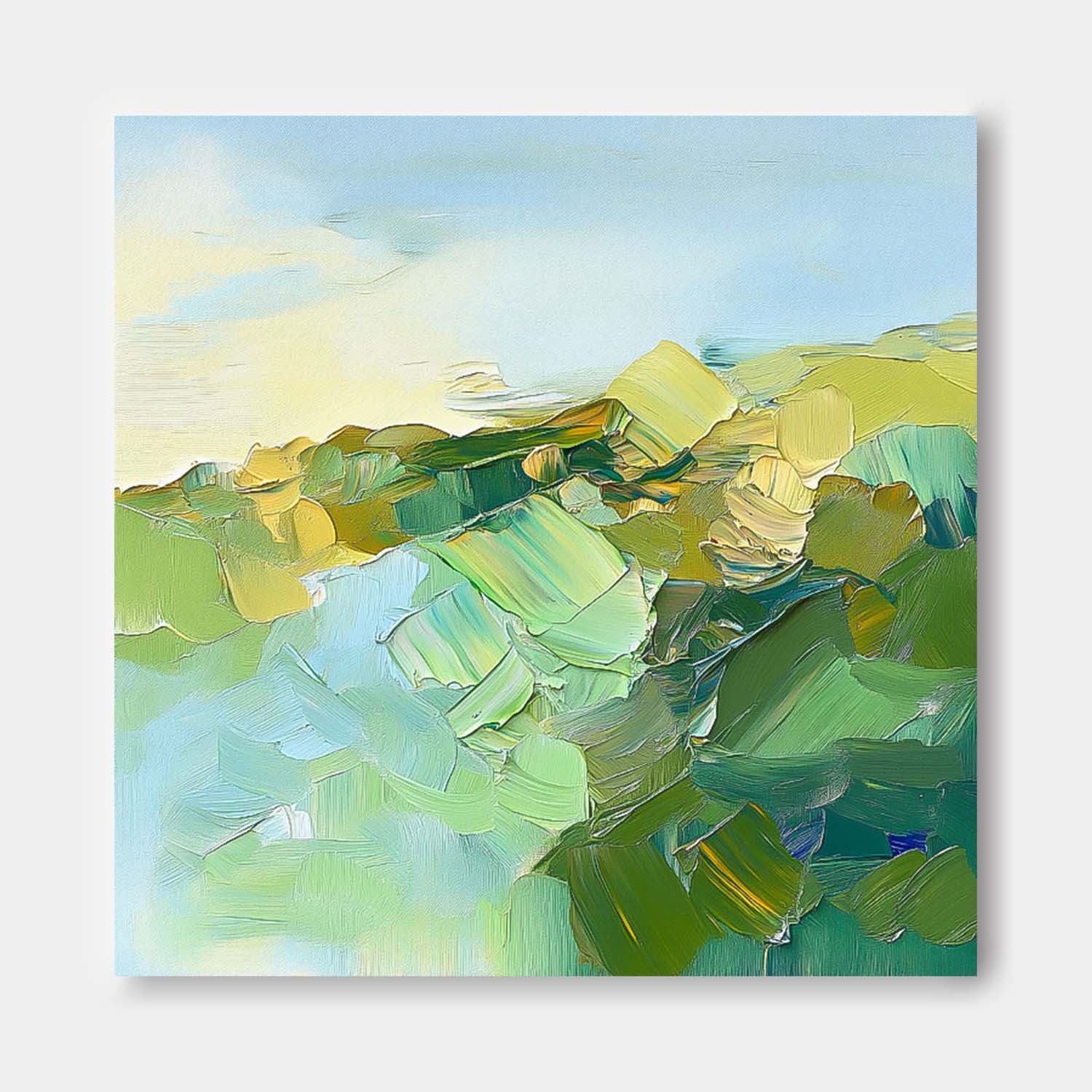 Large Abstract Texture Canvas Wall Art Abstract Landscape Scraper painting Modern Green Minimalist Painting