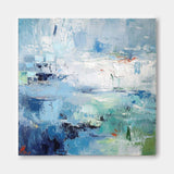 Bright Blue Large Acrylic Painting On Canvas Original Modern Wall Art Square Abstract Texture Oil Painting Home Decor