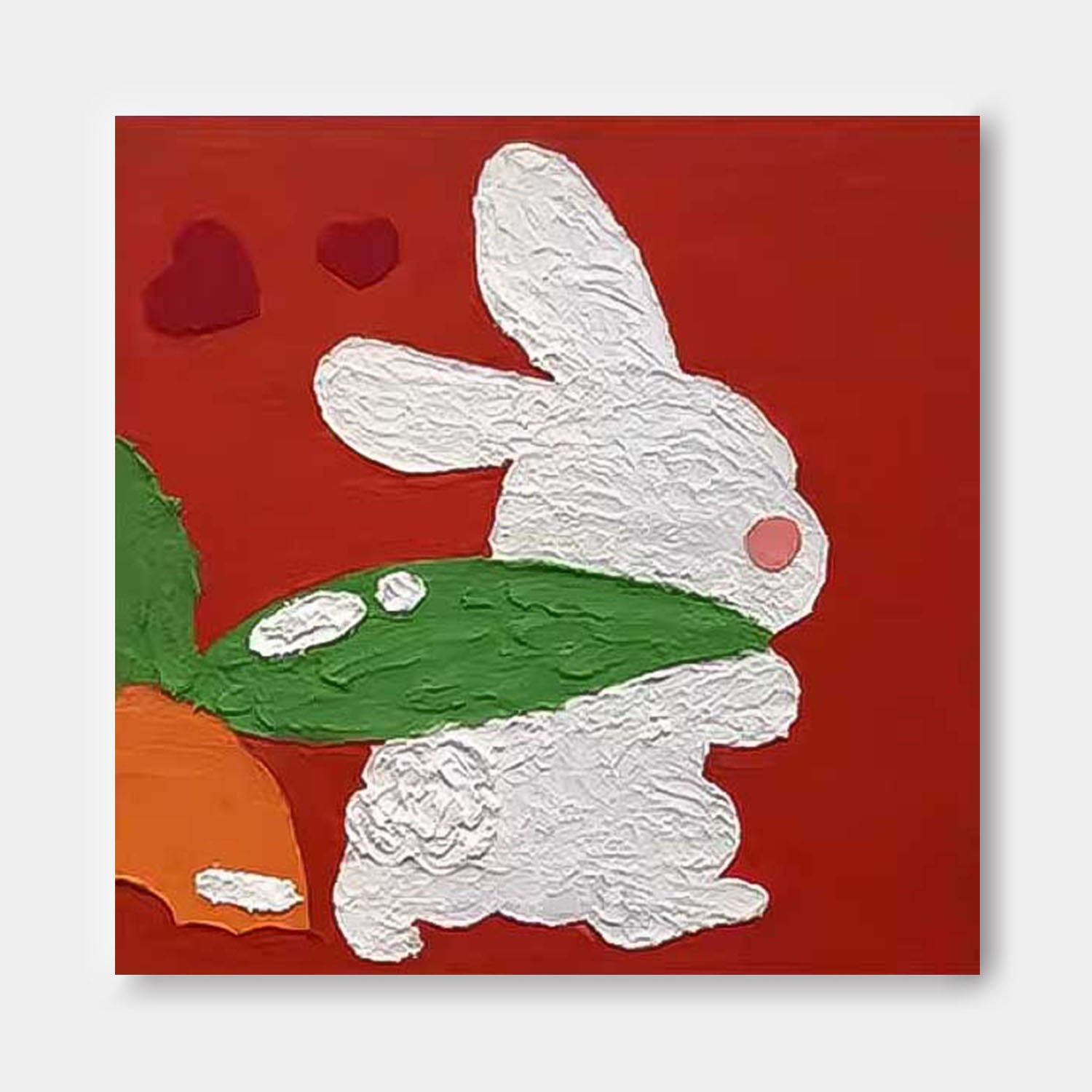 Modern Rabbit Canvas Oil Painting Original Impressionist Bunny Wall Art Large Animal Artwork Home Decor