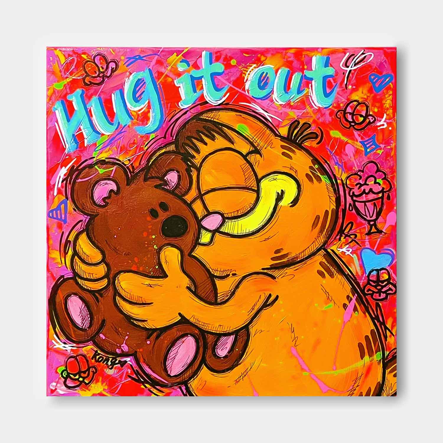 Famous Garfield Oil Painting Canvas Original Lovely Cartoon Characters Wall Art Large Animal Artwork