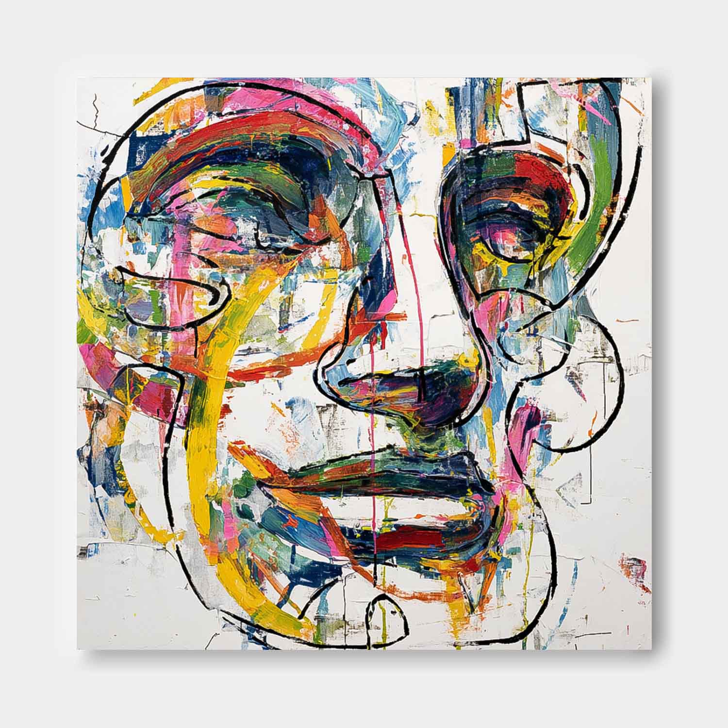 Abstract Side Face Oil Painting Canvas Large People Wall Art Color Original Facial Features Artwork