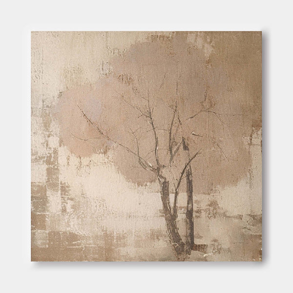 Square Acrylic framed Painting Abstract Tree Wall Art Hand Painted Cute Vintage Oil Painting On Canvas Online