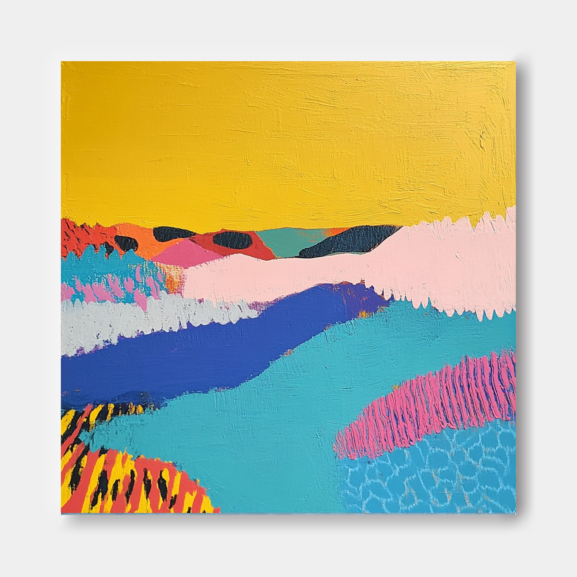 Square Contemporary Art Texture Acrylic painting Original Scenery Painting Abstract Graffiti Wall Art