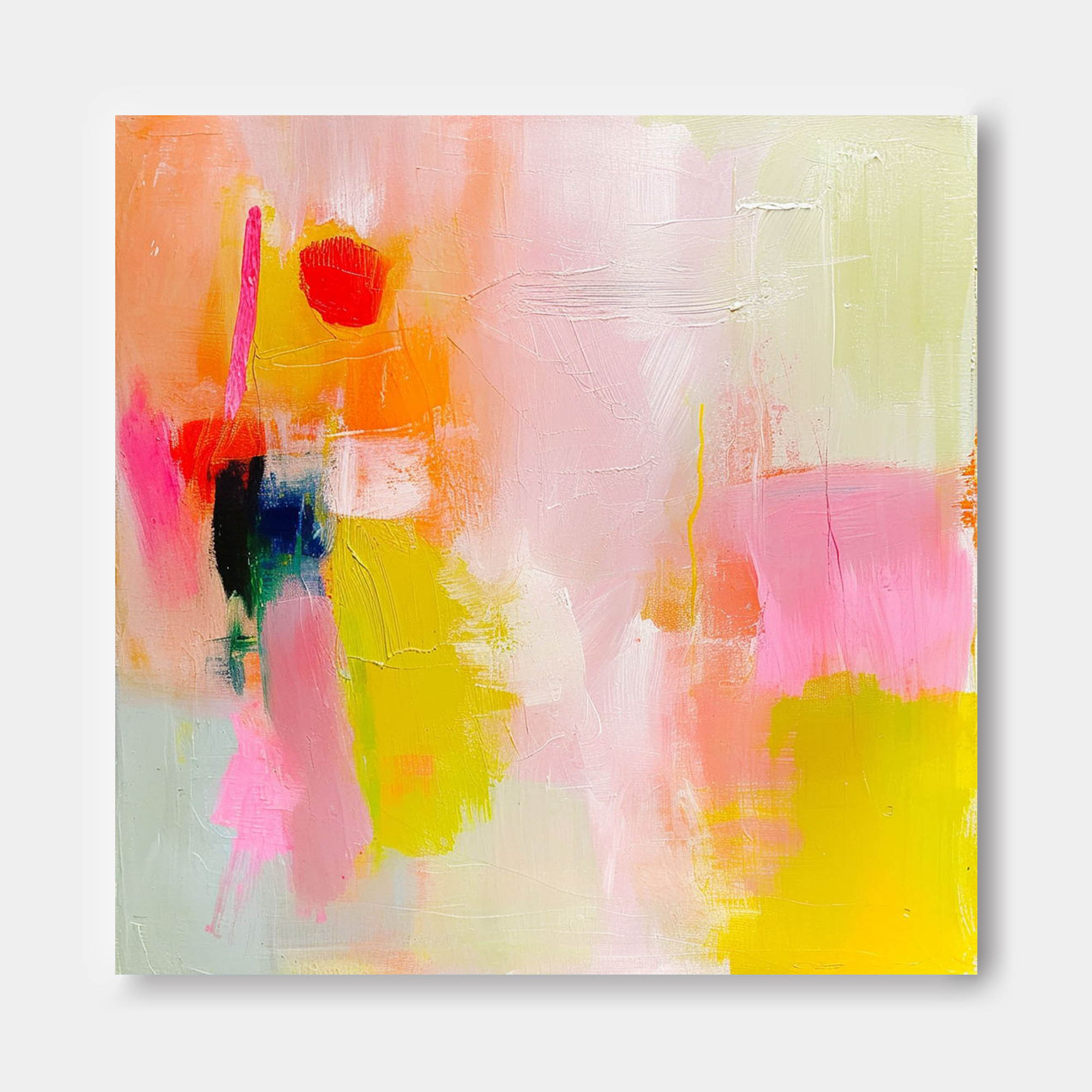 Framed Acrylic Bright Modern Abstract Canvas Painting Oversized Abstract Wall Art For Sale