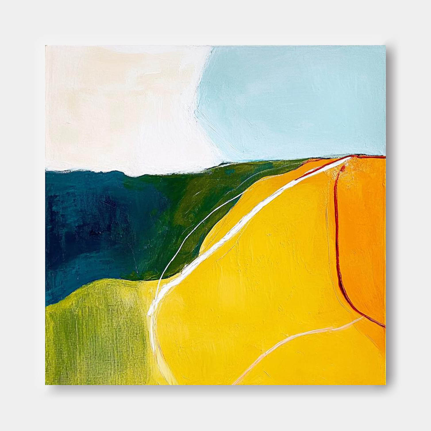 Original Minimalist Artwork Bright Yellow Large Wall Art Abstract Oil Painting For Living Room