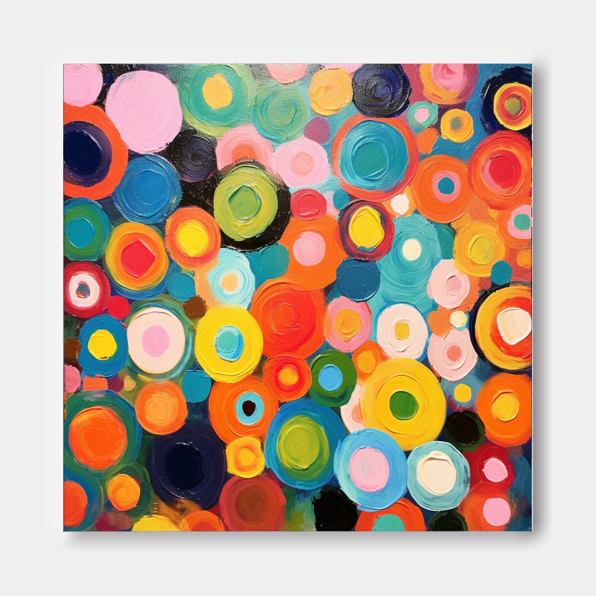 Large Abstract Acrylic Painting On Canvas Colorful Abstract Oil Painting Original Circle Modern Wall Art Home Decor