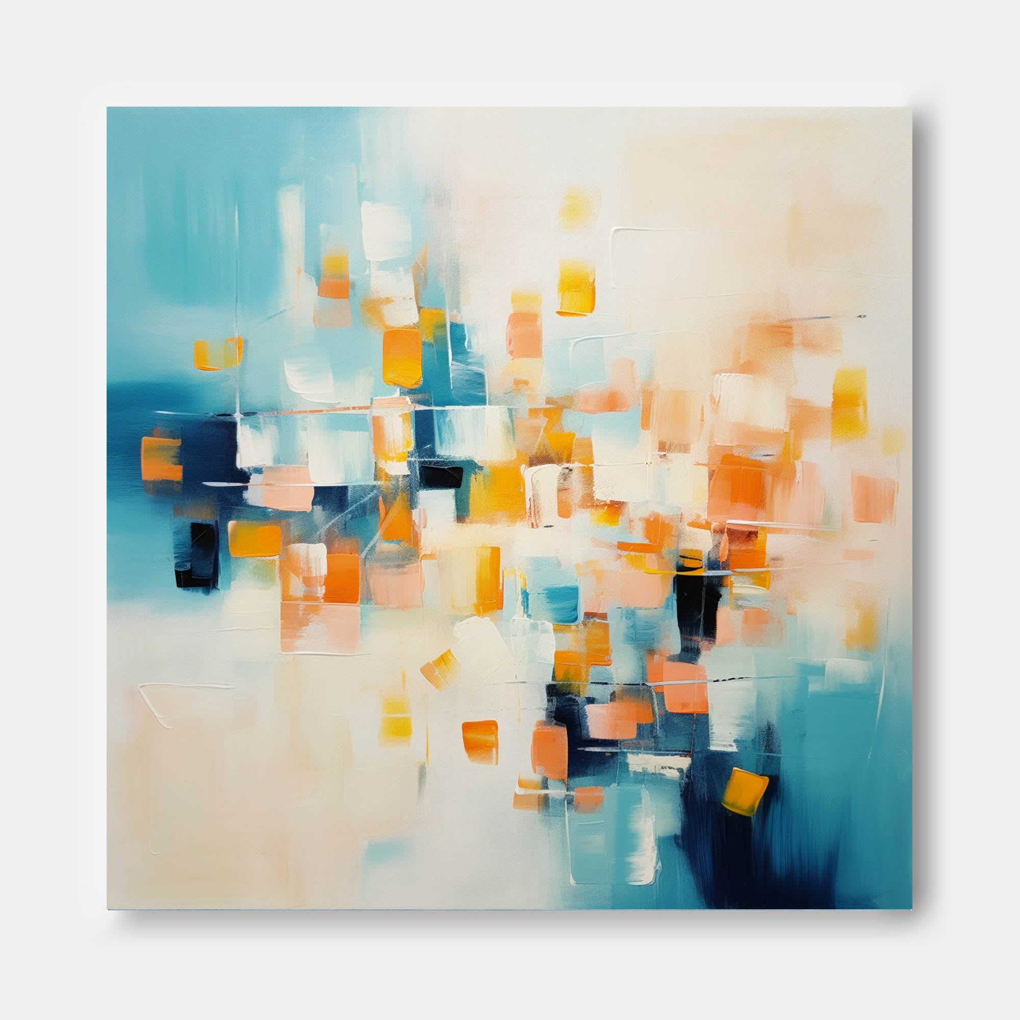 Original Abstract Oil Painting On Canvas Large Blue And Yellow Acrylic Painting Modern Wall Art For Living Room