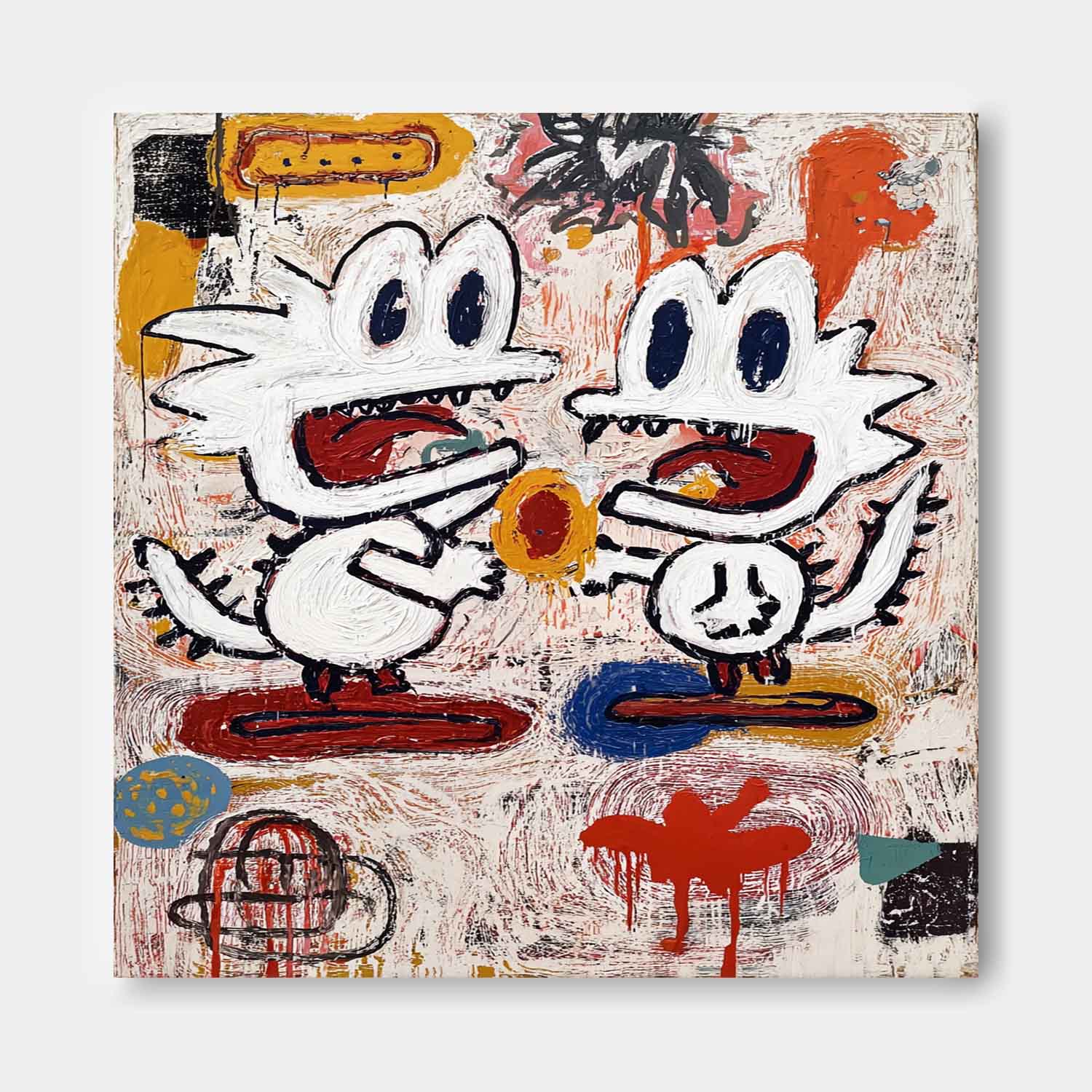 Square Original Features Artwork Abstract Painting Canvas Large Graffiti Cartoon Figure Wall Art