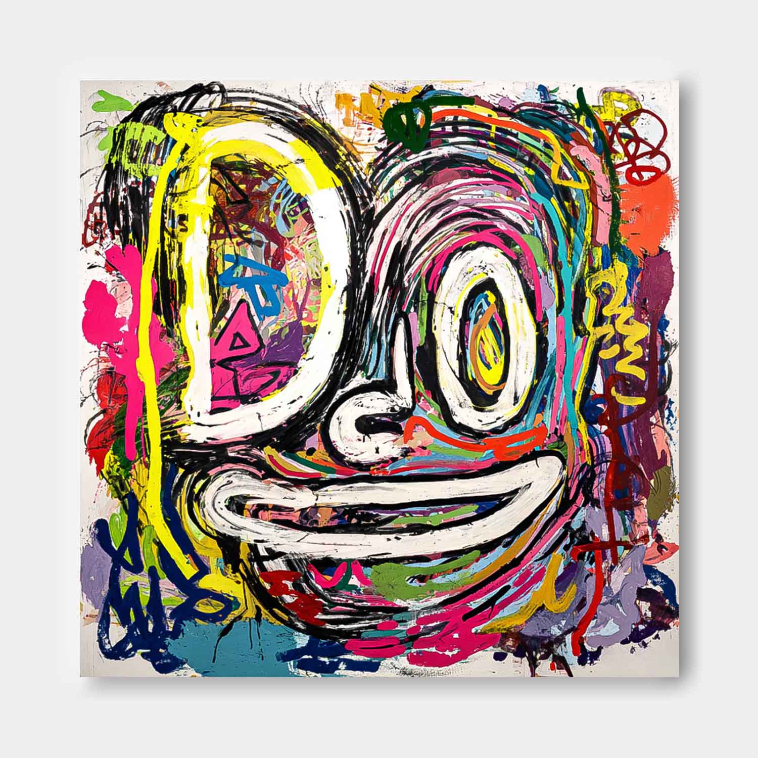 Abstract Portrait Oil Painting Large Graffiti Line Face Wall Art Original Colorful Face Painting On Canvas