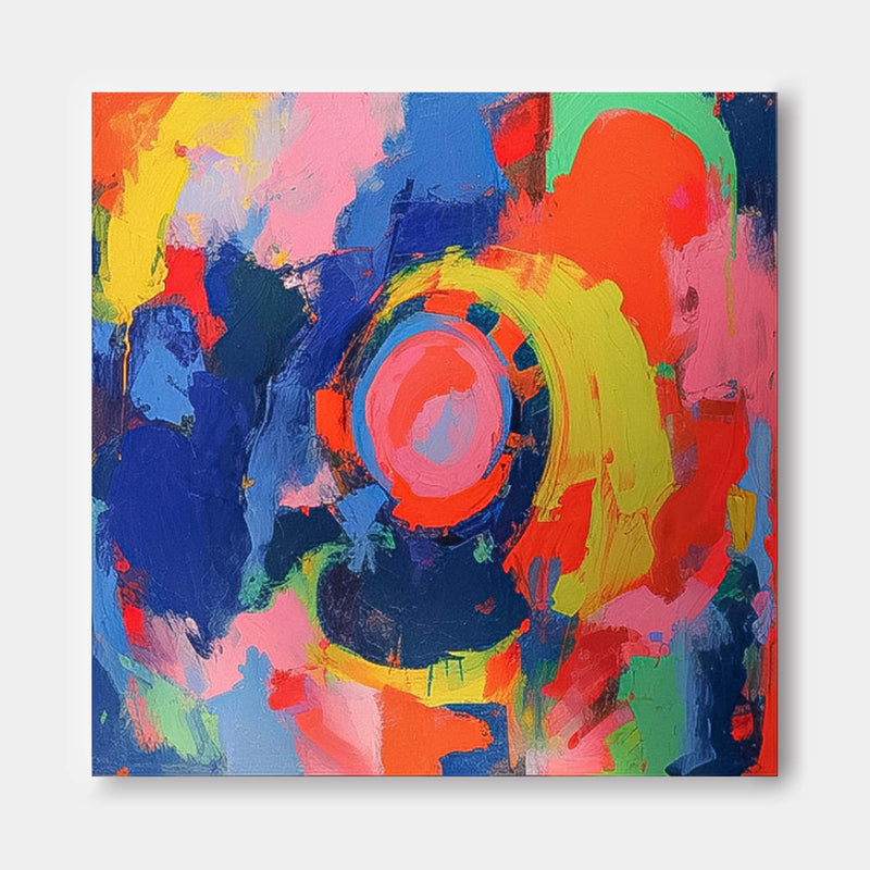 Square Abstract Wall Art Original Planet Abstract Painting For Sale Colorful Painting Canvas For Living Room