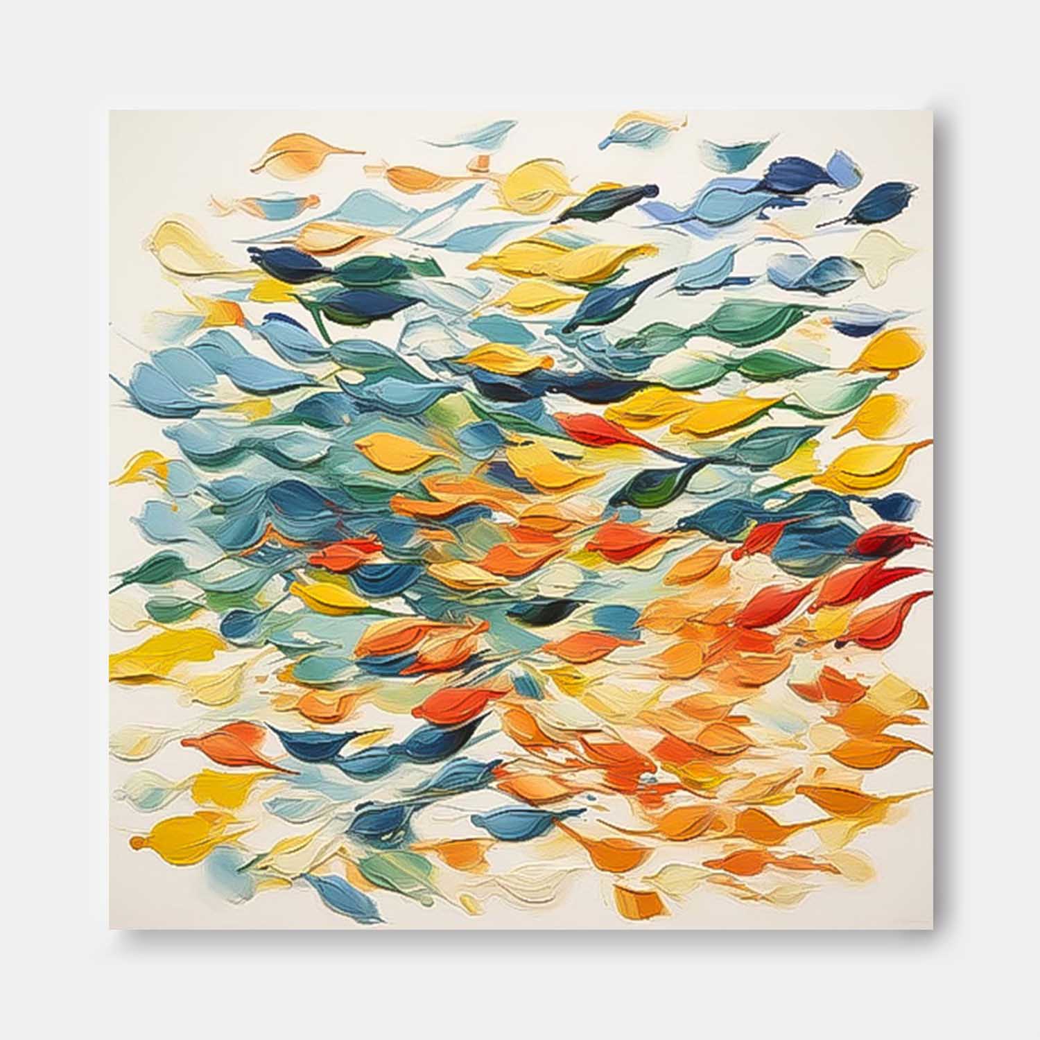 Color Scraper Abstract Goldfish Acrylic Painting Canvas Great Quality Hand Painted Abstract Wall Art Home Decor