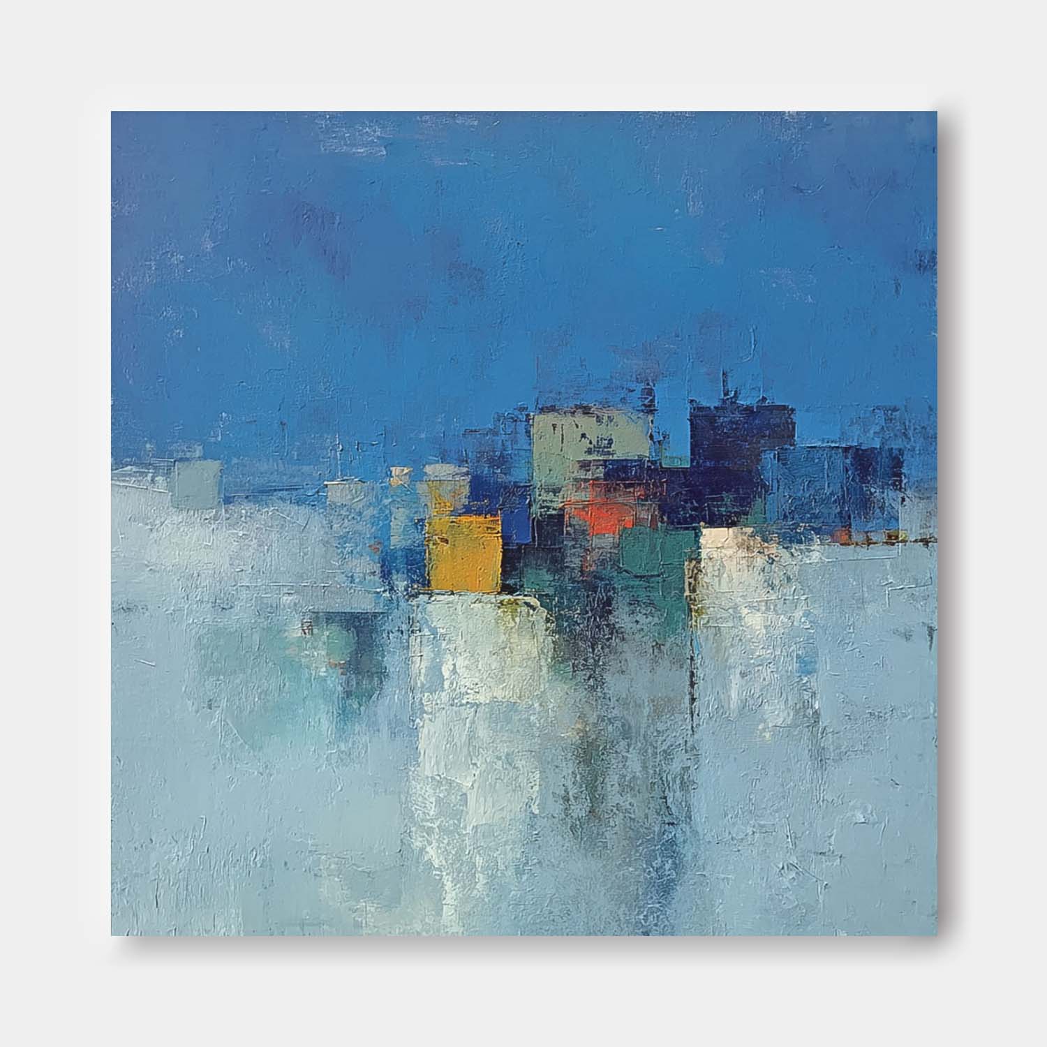 Large Acrylic painting Modern Colorful Abstract Urban Oil Painting Original Architecture Wall Art Home Decor