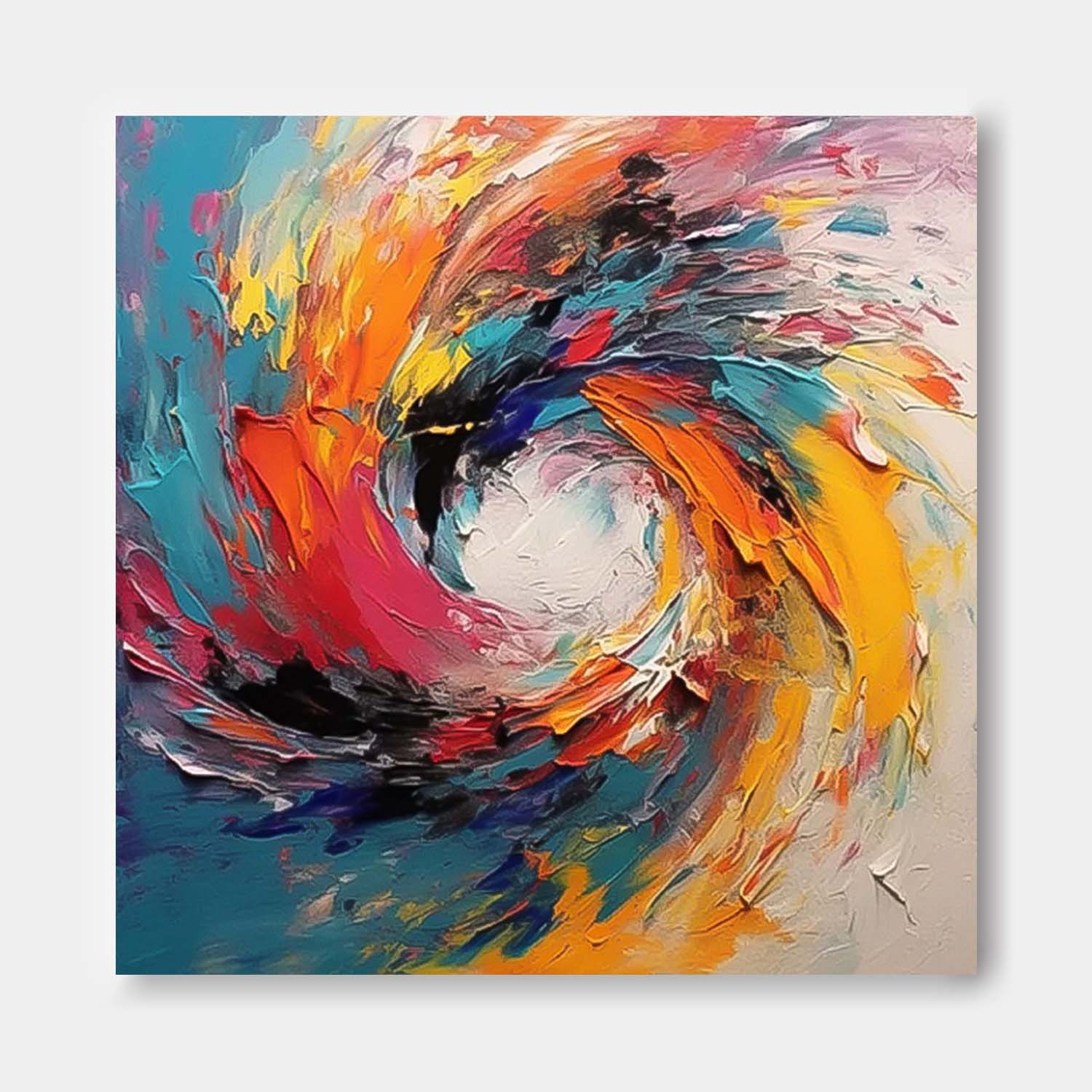 Colorful Vortex Oil Painting Square Texture Abstract Colorful Acrylic Painting On Canvas Large Wall Art