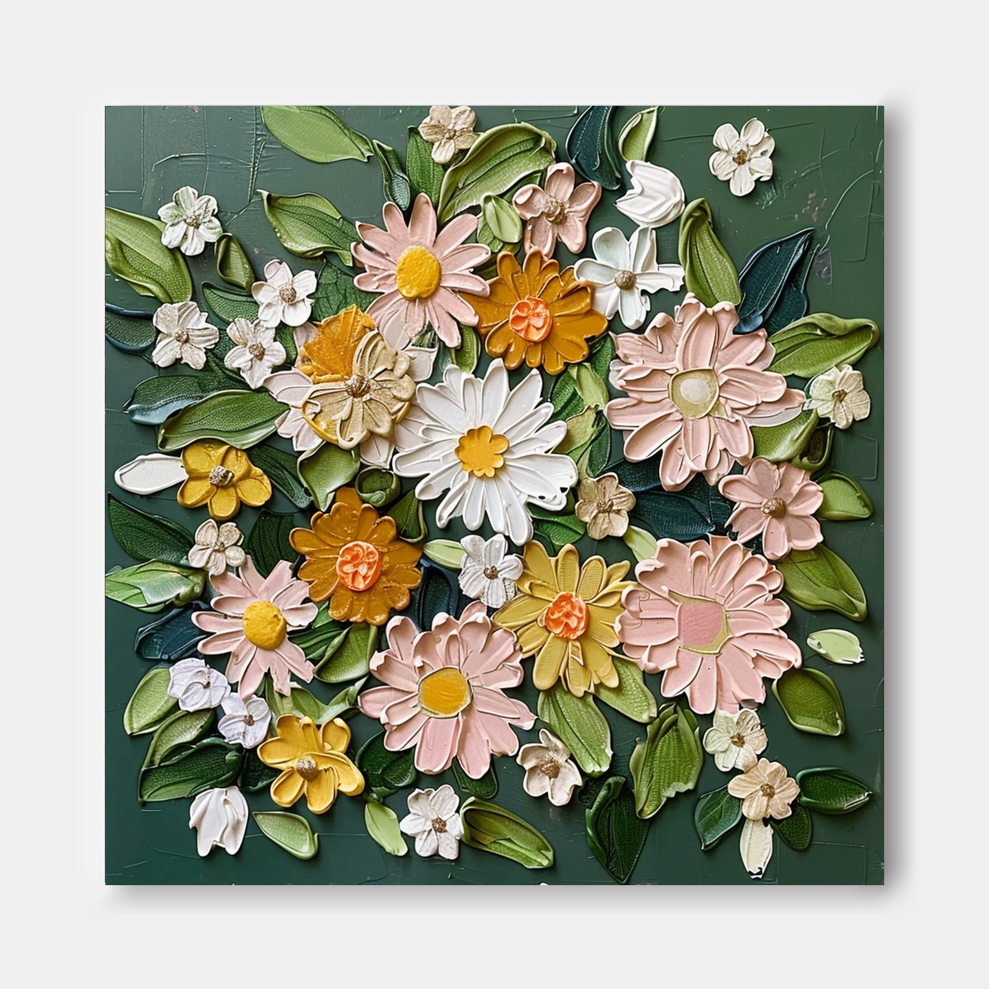 Thick Texture Floral Acrylic Painting Original 3d Floral Wall Art Contemporary Colorful Canvas Artwork