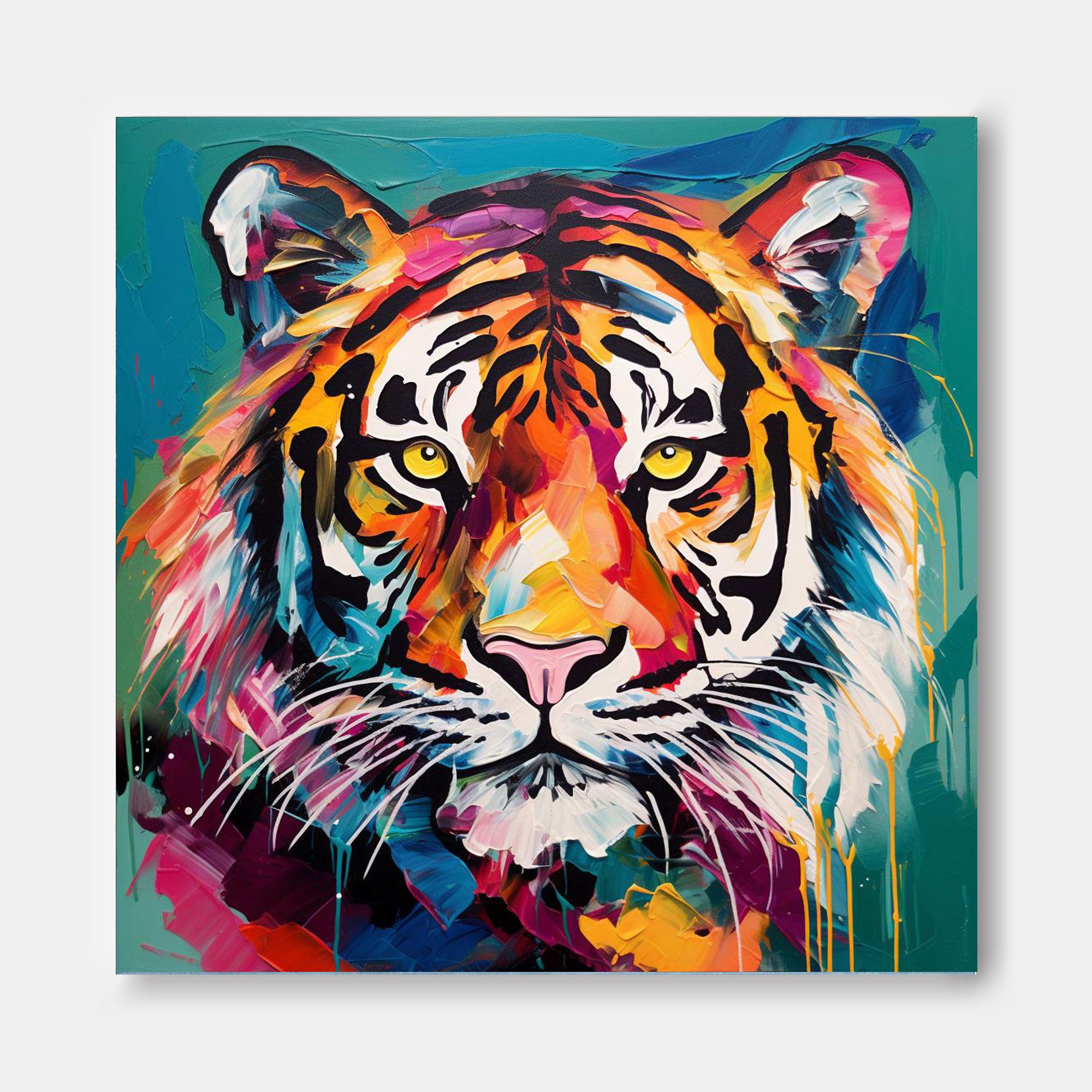 Modern Colorful Abstract Tiger Canvas Oil Painting Original Tiger Canvas Wall Art Large Animal Artwork Home Decor