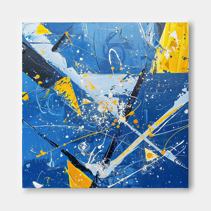 Great scraper Abstract Art Warm Blue Square Acrylic Painting Canvas Original Painting For Sale