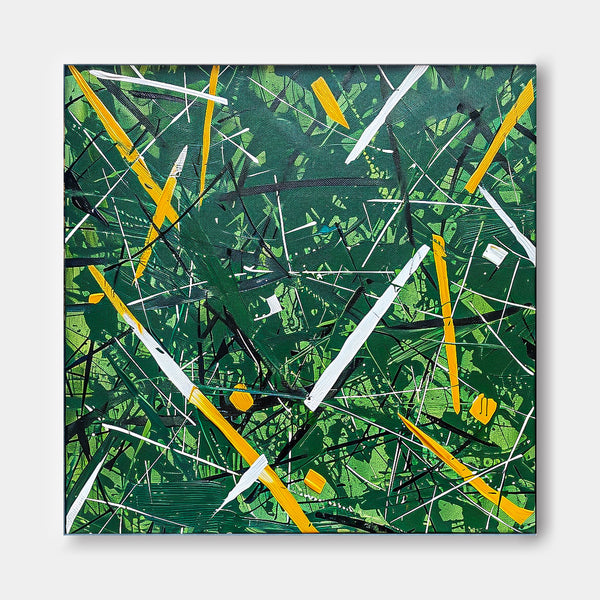 Great Abstract Art Original Painting For Sale Warm Green Square Acrylic Painting Canvas For Living Room