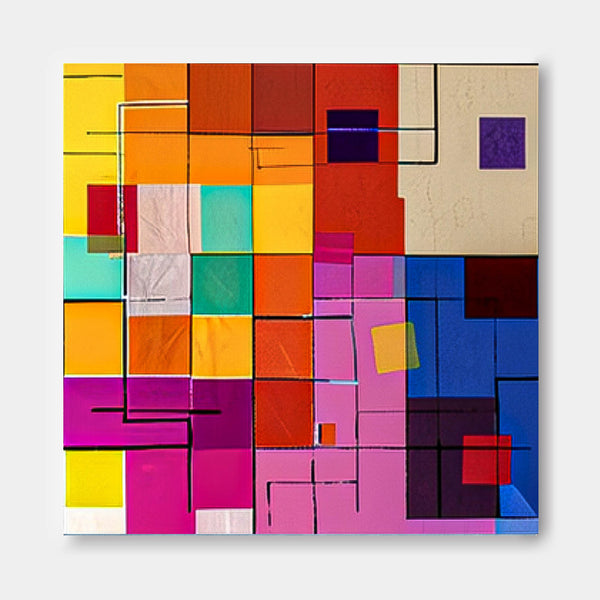 Geometry Square Wall Art Original Abstract Painting For Sale Colorful Painting Canvas For Living Room