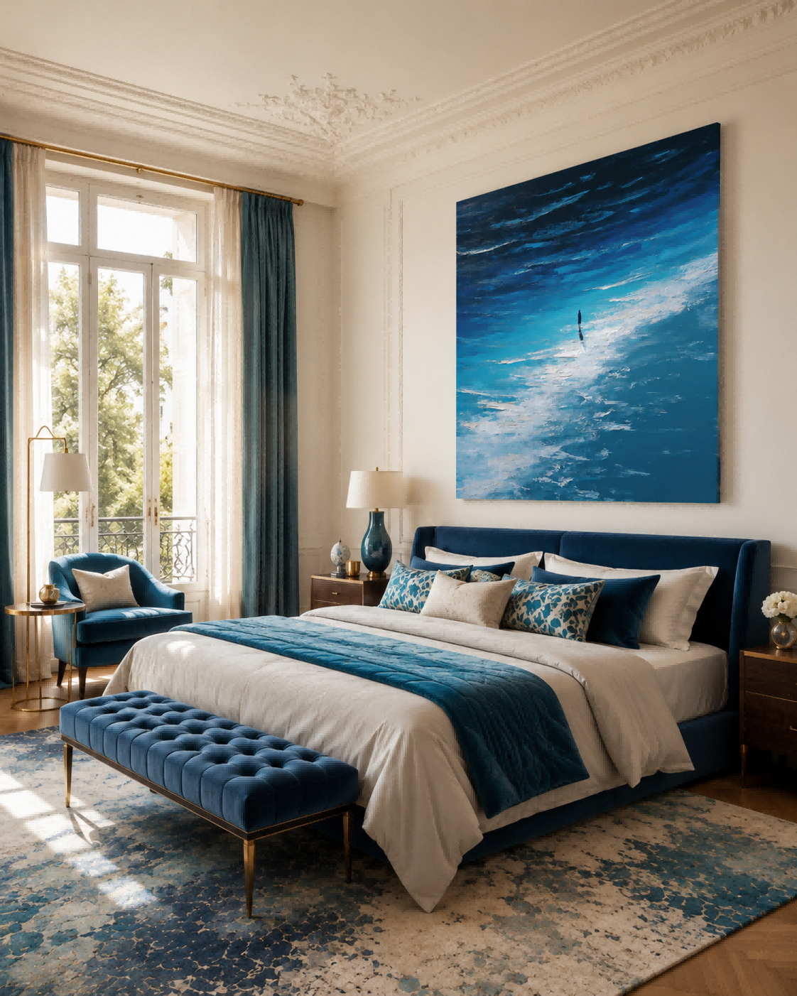 Abstract People Painting In Deep Sea Setting With Rich Texture For Lounge Wall Art