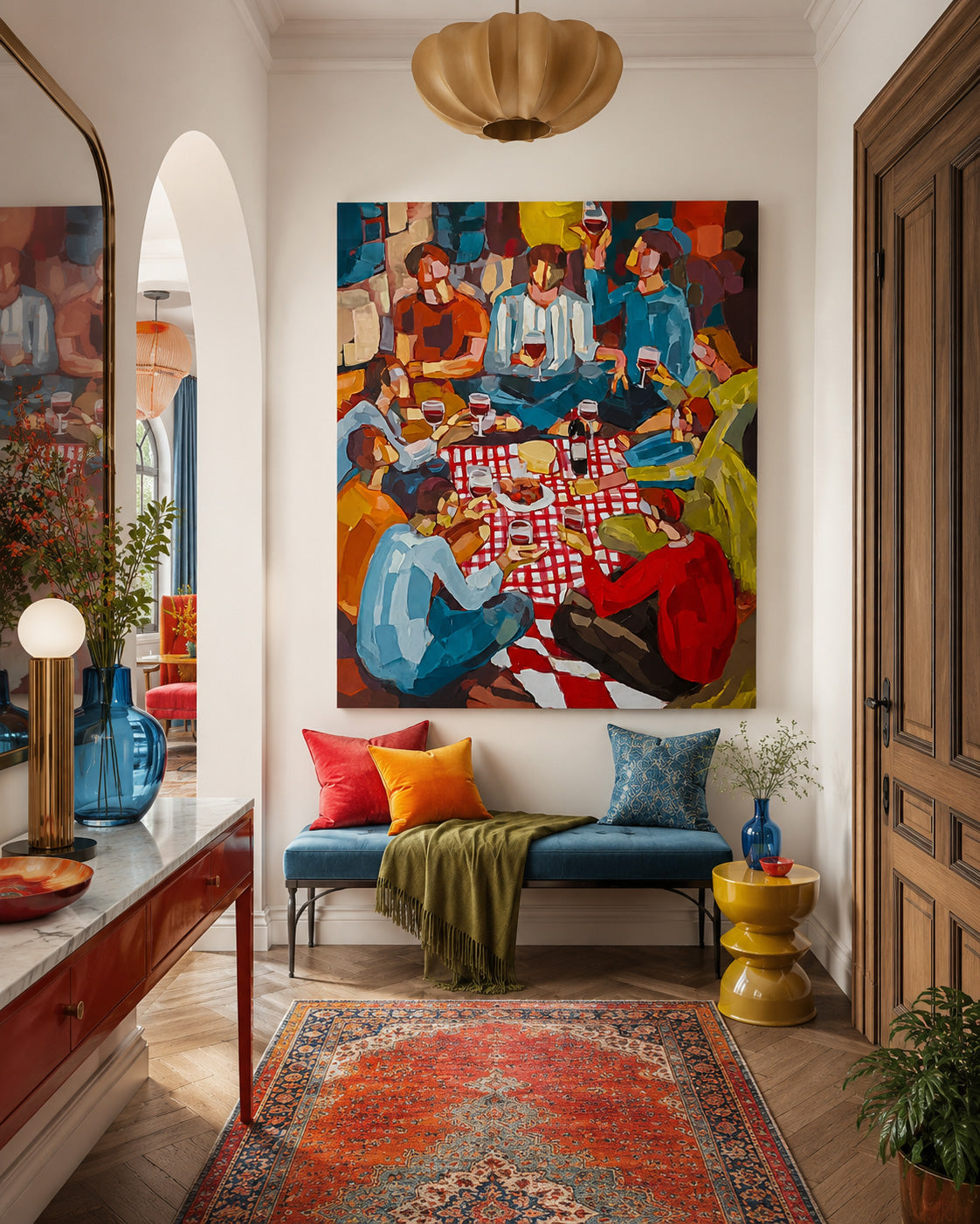 Unique Colorful Group Portrait Art Painting Ideal Gift For Art Lovers And Housewarming Celebration
