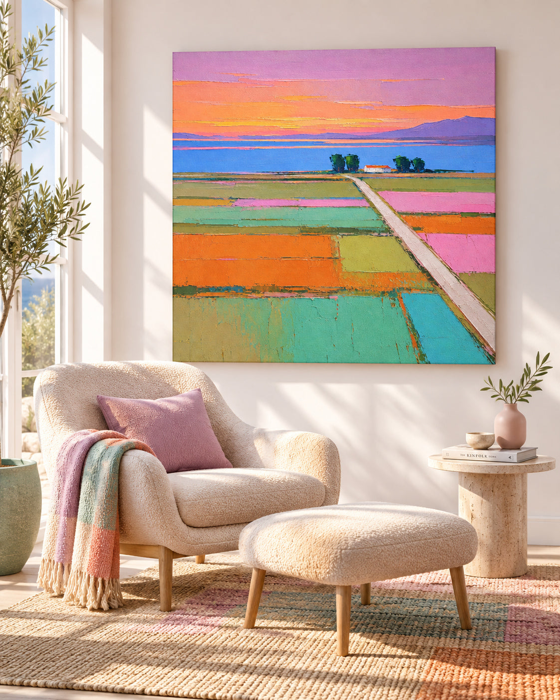Modern Colorful Wall Art For Living Room And Bedroom Decor With Sunset View