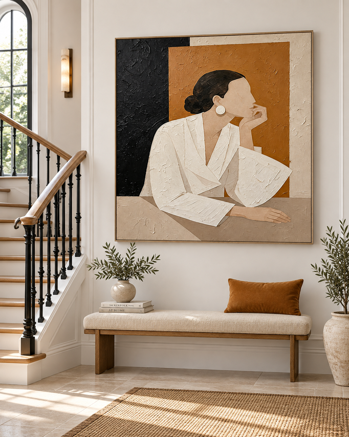 Minimalist Textured Portrait Art Modern Urban Chic Canvas Print