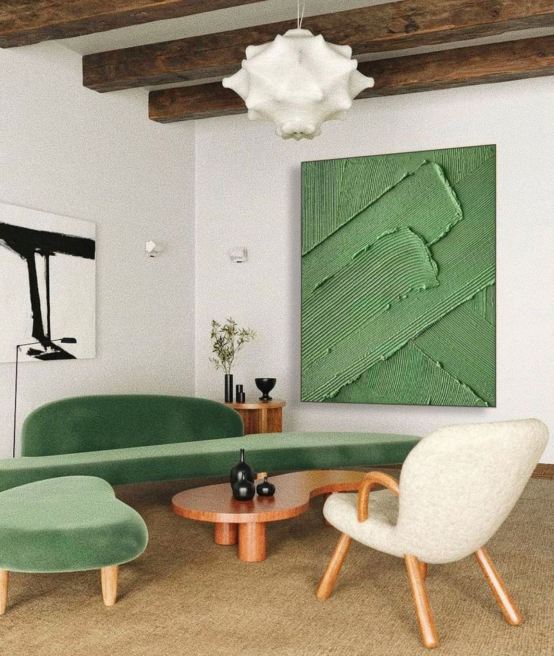Green Texture Minimalist Oil Painting On Canvas Large Abstract acrylic painting Original Wall Art For Living Room